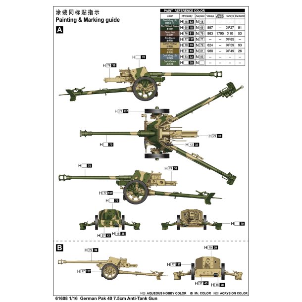 German Pak 40 7.5cm Anti-Tank Gun, skala 1/16
