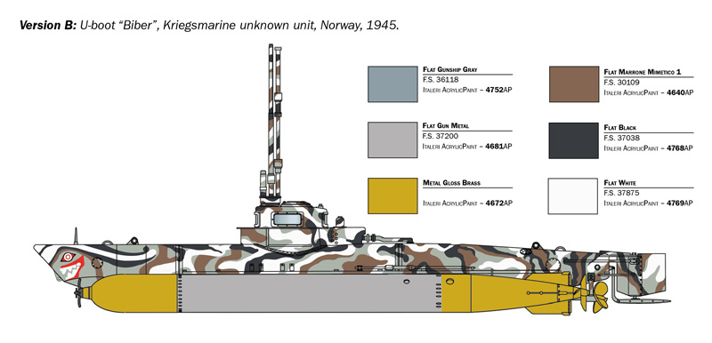 Biber Midget Submarine - U-både - Modelskibet.dk (v/Bern Martens dk)