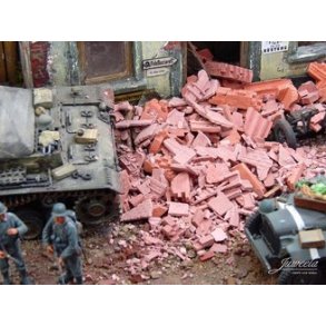 Diverse sten, tegl m.m. R�de farver. 180 gram