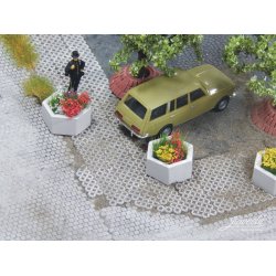 Blomsterkasser i beton, 5 stk. Skala 1/87