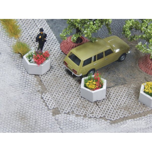 Blomsterkasser i beton, 5 stk. Skala 1/87