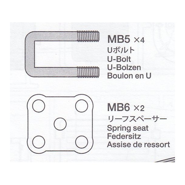 U-bolte med hulplade og m&oslash;trikker (MB5+MB6)