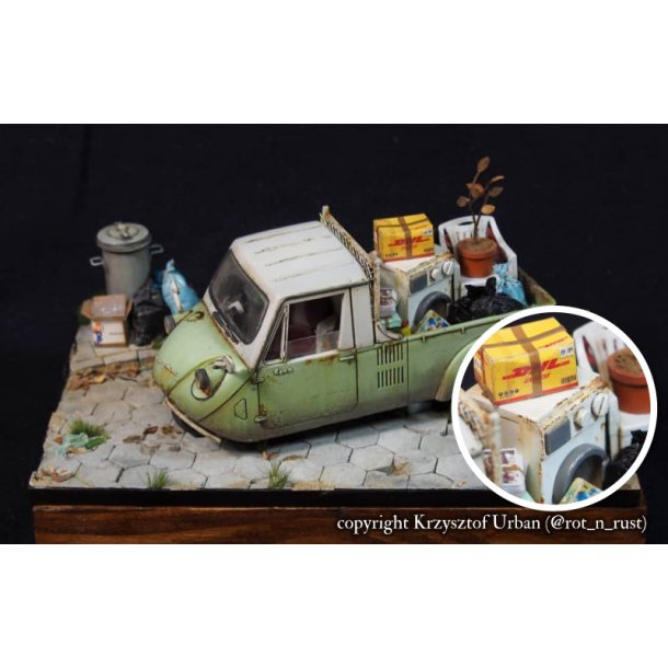 Papkasser - diverse postpakker, skala 1/35