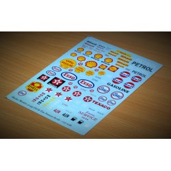 Logoer fra tankstationer i forskellige designs. Decals i diverse skalaer