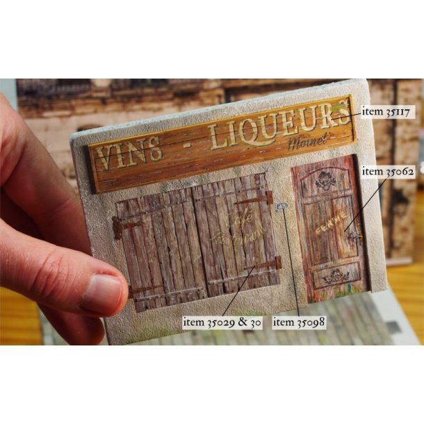 Gamle franske forretningsskilte i forskellige designs. Decals i diverse skalaer