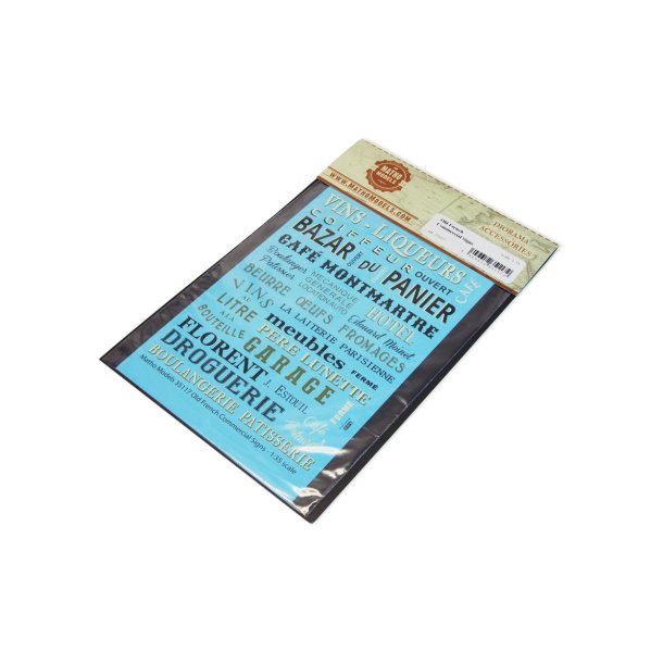 Gamle franske forretningsskilte i forskellige designs. Decals i diverse skalaer