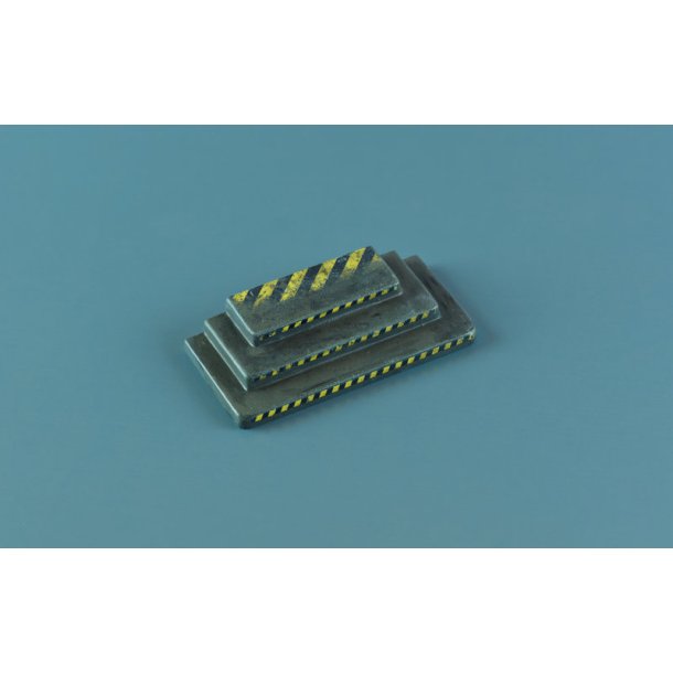 Advarselsstriber i forskellige designs. Decals i diverse skalaer