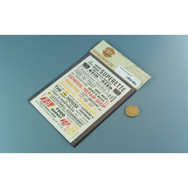 Forretningsskilte i forskellige designs - type B. Decals i diverse skalaer