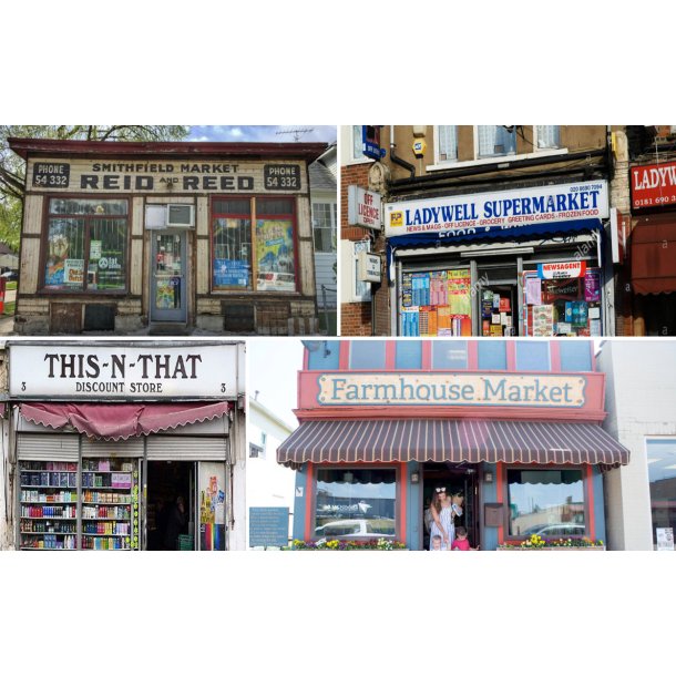 Forretningsskilte i forskellige designs - type B. Decals i diverse skalaer