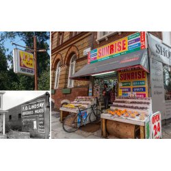 Forretningsskilte i forskellige designs - type C. Decals i diverse skalaer