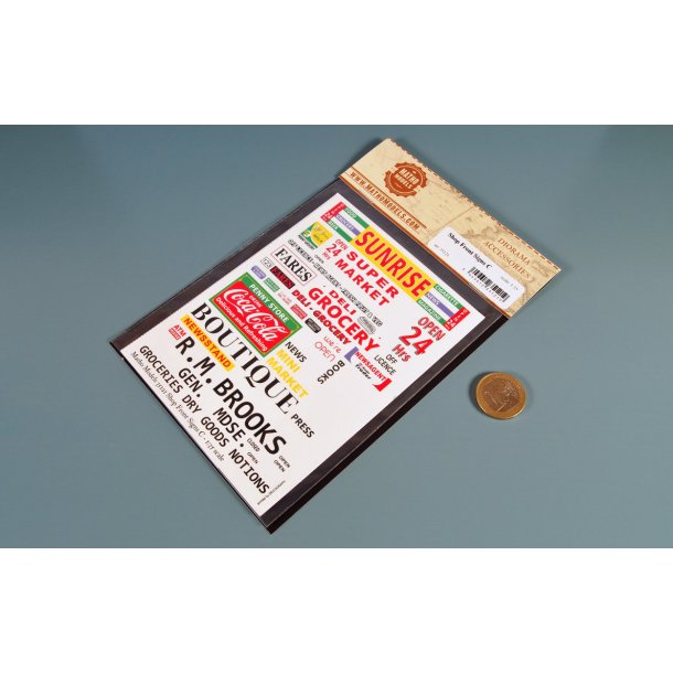 Forretningsskilte i forskellige designs - type C. Decals i diverse skalaer