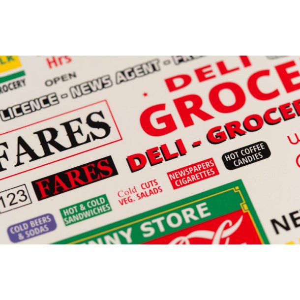 Forretningsskilte i forskellige designs - type C. Decals i diverse skalaer