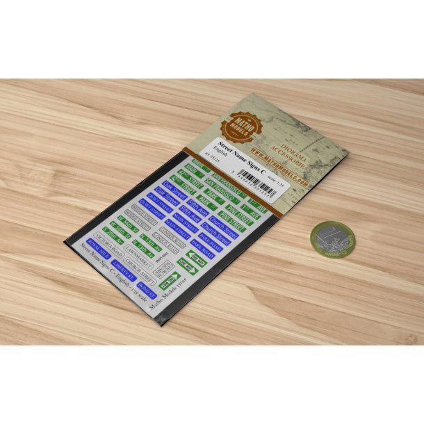 Skilte med vejnavne - Type C - engelske. Decals, skala 1/35