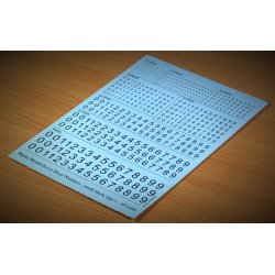 Tal (sorte) i strrelse 1,0 - 6,0 mm. Ark med decals