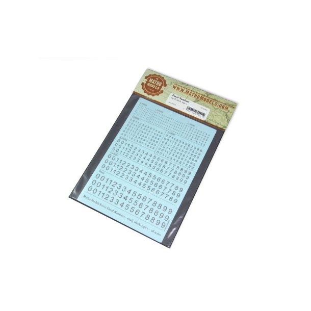 Tal (sorte) i strrelse 1,0 - 6,0 mm. Ark med decals