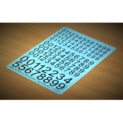 Tal (sorte) i strrelse 8,0 - 15,0 mm. Ark med decals