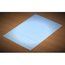 Tal (hvide) i strrelse 1,0 - 6,0 mm. Ark med decals
