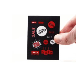 Udsalgsskilte i forskellige strrelser. Ark med decals