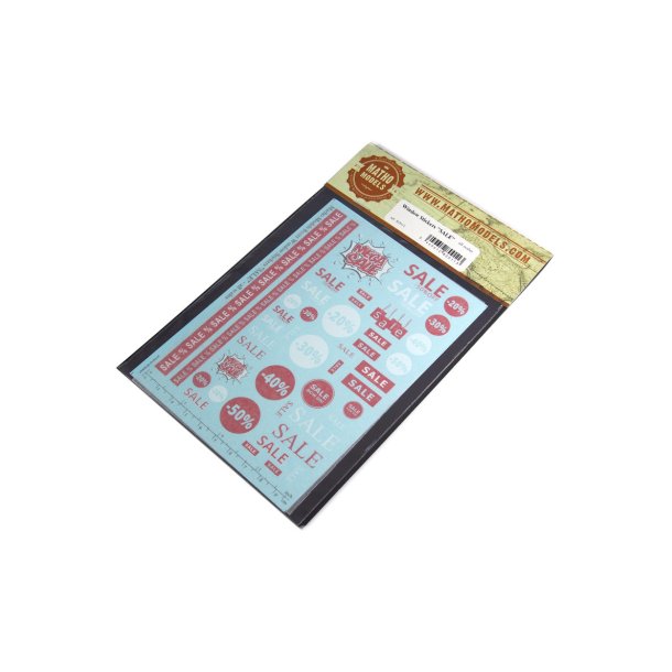 Udsalgsskilte i forskellige strrelser. Ark med decals