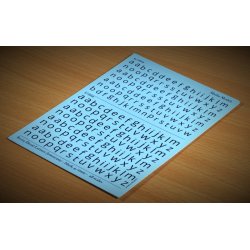 Bogstaver (sorte) i strrelse 4,0 - 5,0 mm (sm). Ark med decals