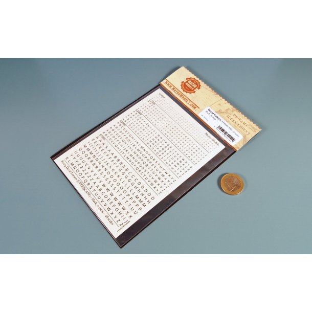 Bogstaver (sorte) i strrelse 1,0 - 3,0 mm (STORE). Ark med decals