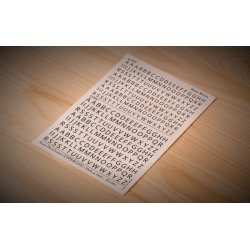 Bogstaver (sorte) i strrelse 4,0 - 5,0 mm (STORE). Ark med decals