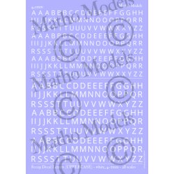 Bogstaver (hvide) i strrelse 4,0 - 5,0 mm (STORE). Ark med decals