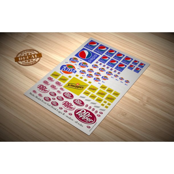 Logoer fra sodavand - type B. Ark med decals