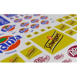 Logoer fra sodavand - type B. Ark med decals