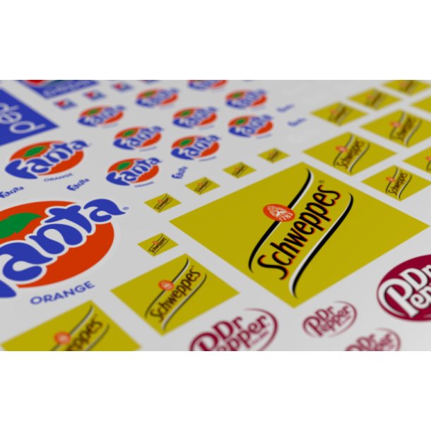 Logoer fra sodavand - type B. Ark med decals
