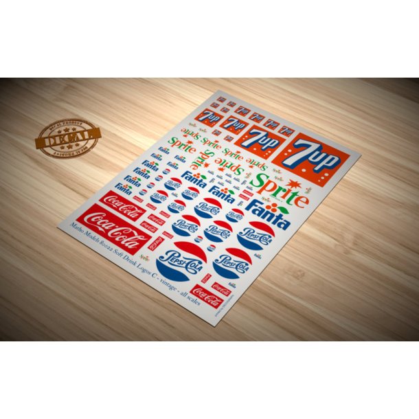 Logoer fra sodavand - type C. Ark med decals