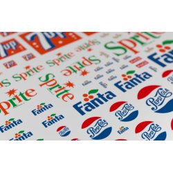 Logoer fra sodavand - type C. Ark med decals