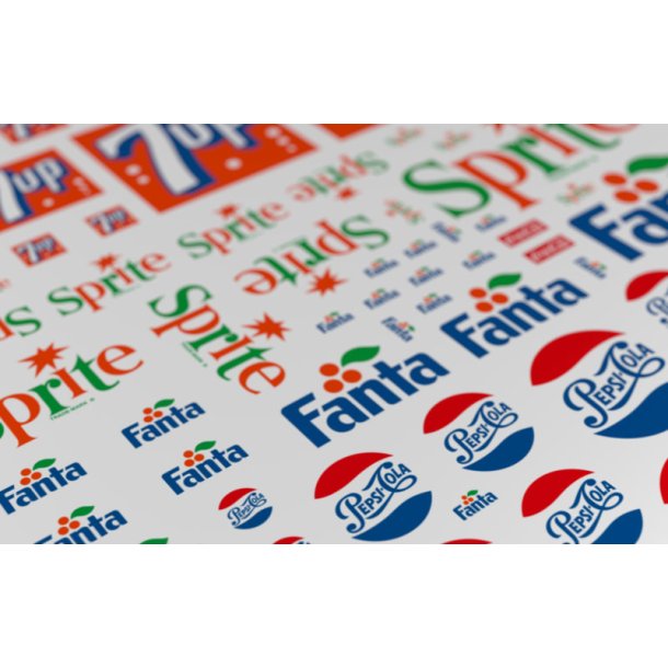 Logoer fra sodavand - type C. Ark med decals