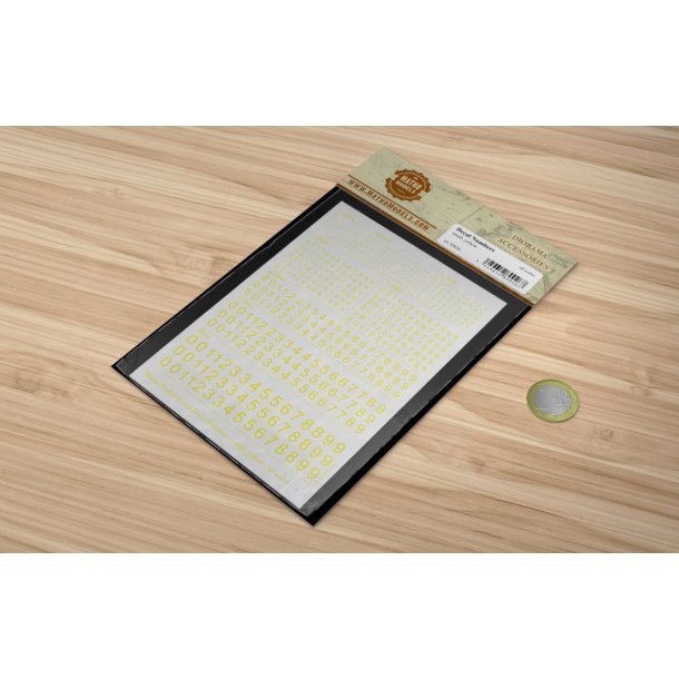 Tal (gule) i strrelse 1,0 - 6,0 mm. Ark med decals