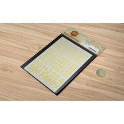 Tal (gule) i strrelse 8,0 - 15,0 mm. Ark med decals