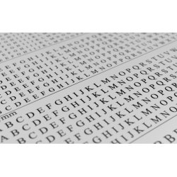 Bogstaver (sorte, type 2) i st�rrelse 1,0 - 3,0 mm (STORE). Ark med decals