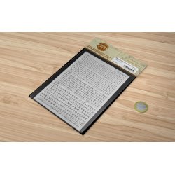 Bogstaver (sorte, type 2) i st�rrelse 1,0 - 3,0 mm (STORE). Ark med decals