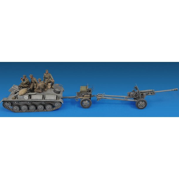 Tysk artilleri-traktor T-70(r) og 7,62cm FK 288(r) med bestning