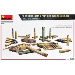 7.5 cm Sprgr., Nbgr. &amp; Pzgr. Patr. Kw.K.40 (Stu.K.40) Shells with ammo boxes