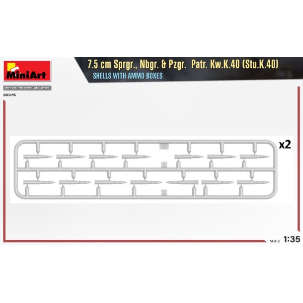 7.5 cm Sprgr., Nbgr. &amp; Pzgr. Patr. Kw.K.40 (Stu.K.40) Shells with ammo boxes