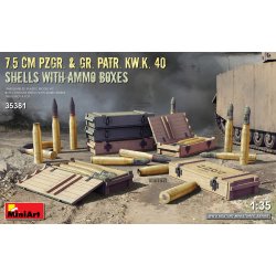 7.5 CM PZGR. &amp; GR. PATR. KW.K. 40 granater med ammo kasser