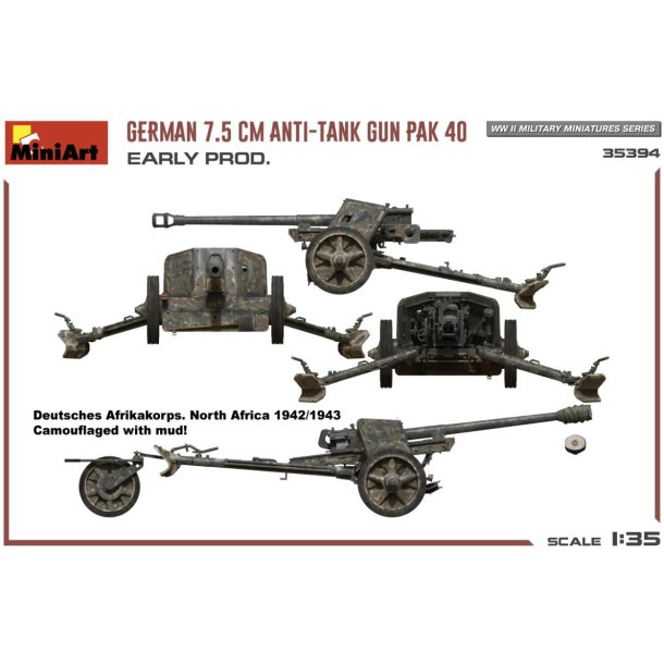 German 7.5 cm Anti-Tank kanon PAK 40 Early Prod.