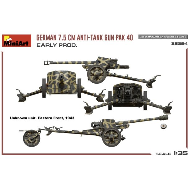 German 7.5 cm Anti-Tank kanon PAK 40 Early Prod.