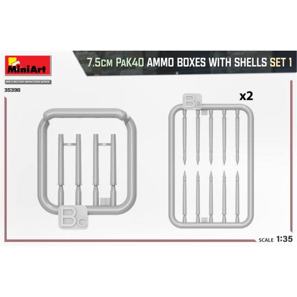 7.5cm PaK40 Ammo Boxes With Shells Set 1