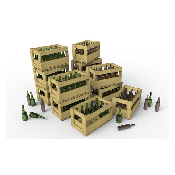 Vinflasker og trkasser, skala 1/35