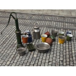 Vandpumpe, spande og baljer