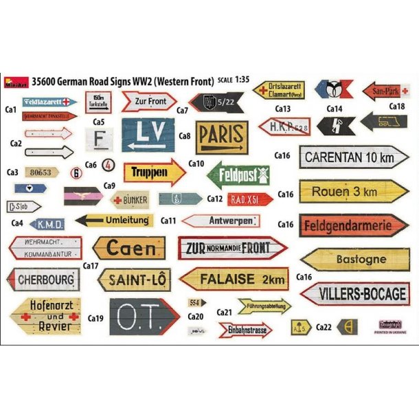 Tyske vejskilte i Frankrig 1944, skala 1/35
