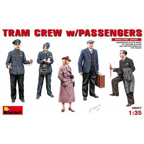 Sporvognspersonale og passagerer, perioden ca. 1930erne-1940erne