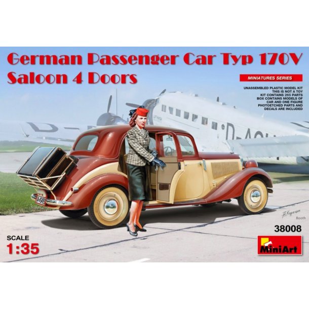 Tysk bil med 4 d&oslash;re og 1 figur