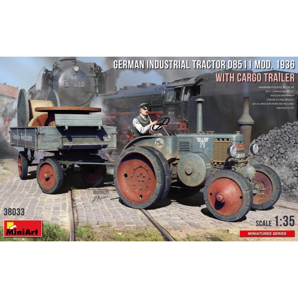 Tysk traktor D8511 Model 1936 med anhænger